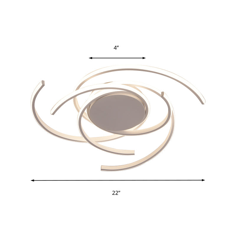 Contemporary 22"/29.5" Wide Twisted Flush Mount Light - LED Acrylic Ceiling Lamp - White/Black