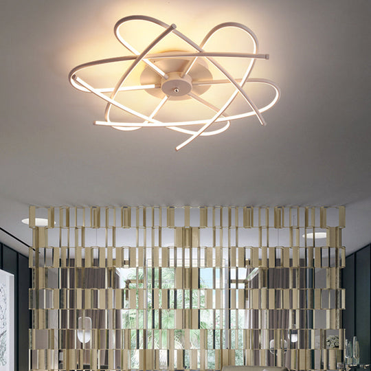 Twisted Flush Lighting Modernist Acrylic LED Ceiling Lamp Fixture in Black/Grey, White/Warm Light, Multiple Sizes