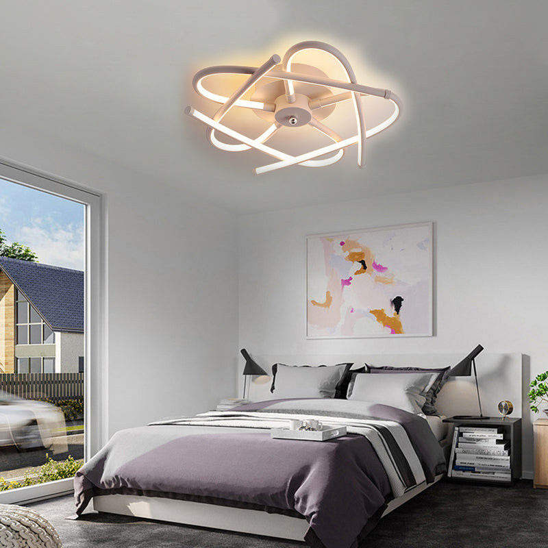 Twisted Flush Lighting Modernist Acrylic LED Ceiling Lamp Fixture in Black/Grey, White/Warm Light, Multiple Sizes