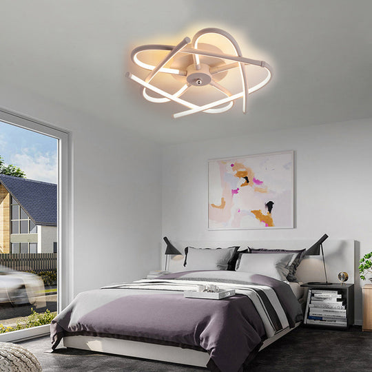 Twisted Flush Lighting Modernist Acrylic LED Ceiling Lamp Fixture in Black/Grey, White/Warm Light, Multiple Sizes