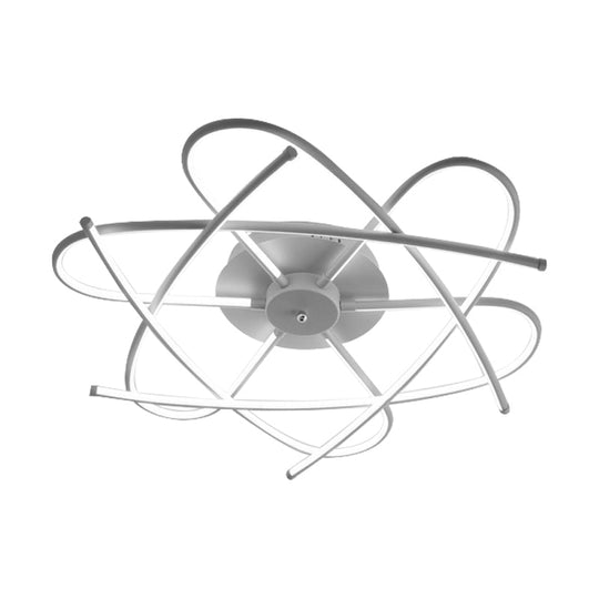 Twisted Flush Lighting Modernist Acrylic LED Ceiling Lamp Fixture in Black/Grey, White/Warm Light, Multiple Sizes