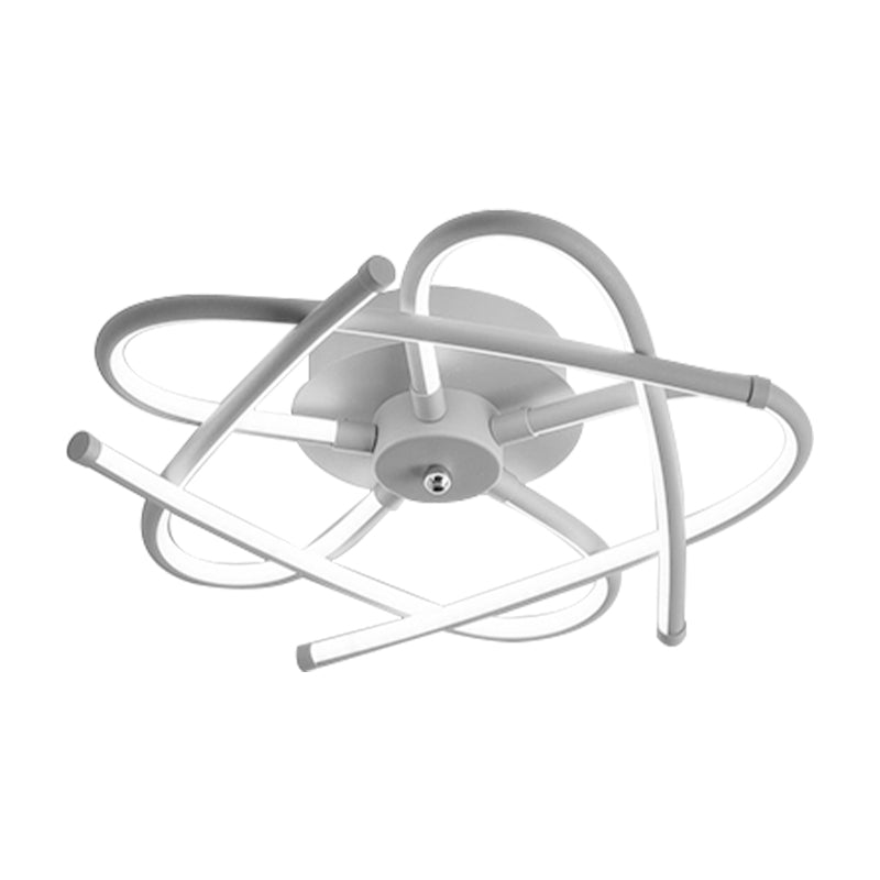 Twisted Flush Lighting Modernist Acrylic LED Ceiling Lamp Fixture in Black/Grey, White/Warm Light, Multiple Sizes