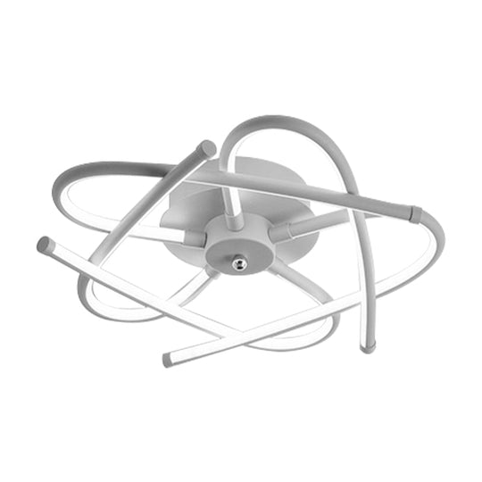 Twisted Flush Lighting Modernist Acrylic LED Ceiling Lamp Fixture in Black/Grey, White/Warm Light, Multiple Sizes