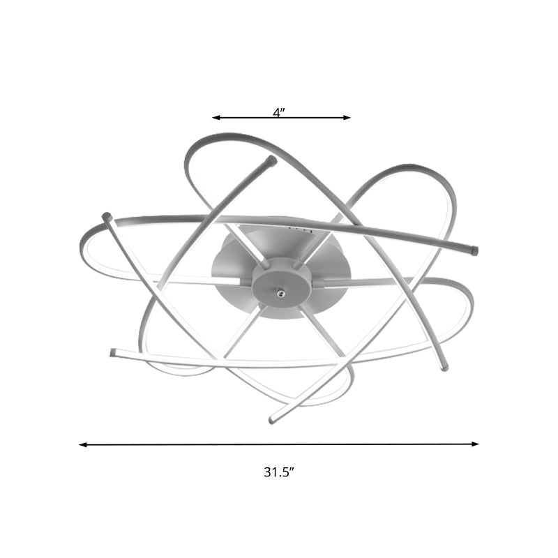 Twisted Flush Lighting Modernist Acrylic LED Ceiling Lamp Fixture in Black/Grey, White/Warm Light, Multiple Sizes