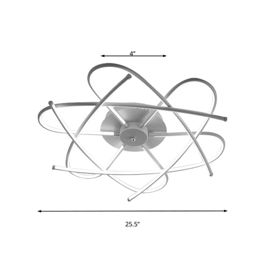Twisted Flush Lighting Modernist Acrylic LED Ceiling Lamp Fixture in Black/Grey, White/Warm Light, Multiple Sizes