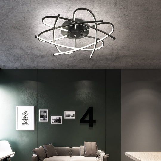 Twisted Flush Lighting Modernist Acrylic Led Ceiling Lamp Fixture In Black/Grey White/Warm Light