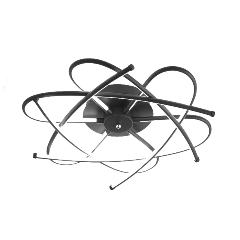 Twisted Flush Lighting Modernist Acrylic LED Ceiling Lamp Fixture in Black/Grey, White/Warm Light, Multiple Sizes