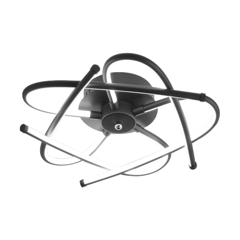 Twisted Flush Lighting Modernist Acrylic LED Ceiling Lamp Fixture in Black/Grey, White/Warm Light, Multiple Sizes