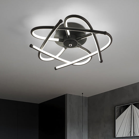 Twisted Flush Lighting Modernist Acrylic LED Ceiling Lamp Fixture in Black/Grey, White/Warm Light, Multiple Sizes