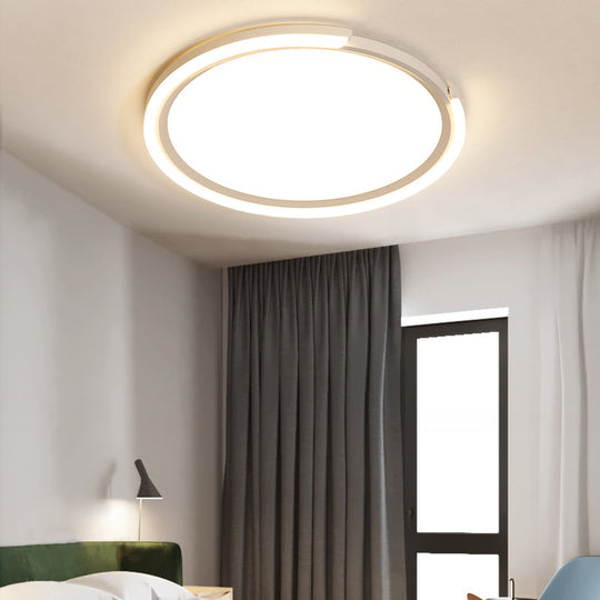 Modern LED Round Acrylic Flush Mount Lighting - 15"/18"/23" Wide - White/Black/Gold - Warm Light