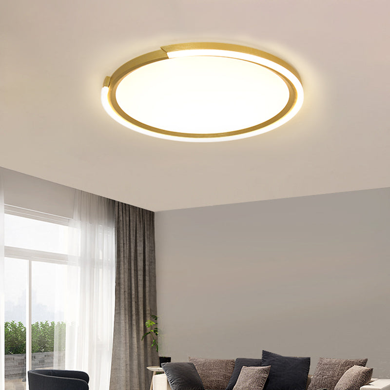 Modern LED Round Acrylic Flush Mount Lighting - 15"/18"/23" Wide - White/Black/Gold - Warm Light