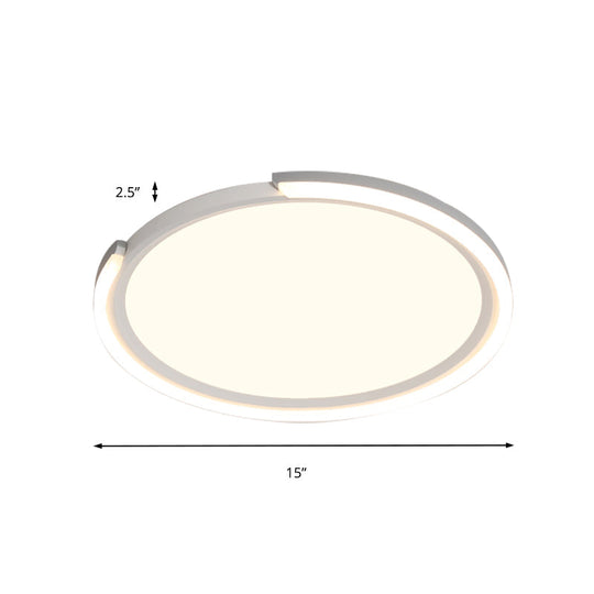 Modern LED Round Acrylic Flush Mount Lighting - 15"/18"/23" Wide - White/Black/Gold - Warm Light