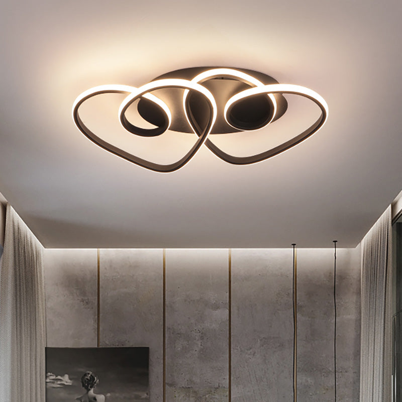 Modern Black Love-Shaped Flush Ceiling Lamp with LED Acrylic Fixture in Warm/White/Neutral Light