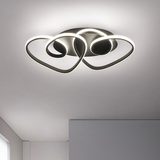 Modern Black Love-Shaped Flush Ceiling Lamp with LED Acrylic Fixture in Warm/White/Neutral Light