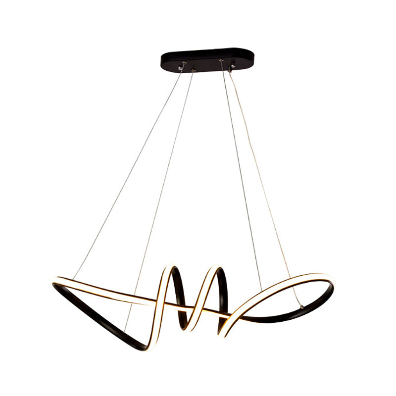 Minimalist Black Spiral Chandelier: LED Acrylic Hanging Light Kit for Dining Room