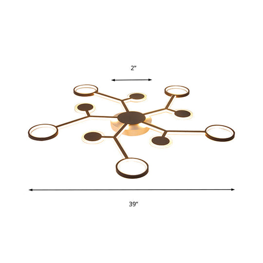 Modern Acrylic Flush Mount Lamp With Starburst Design And 6/8/10 Warm Led Lights In White