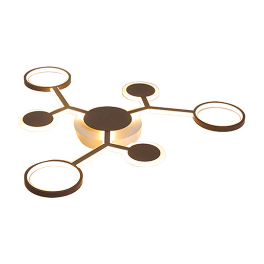 Modern Acrylic Flush Mount Lamp with Starburst Design and 6/8/10 Warm LED Lights in White