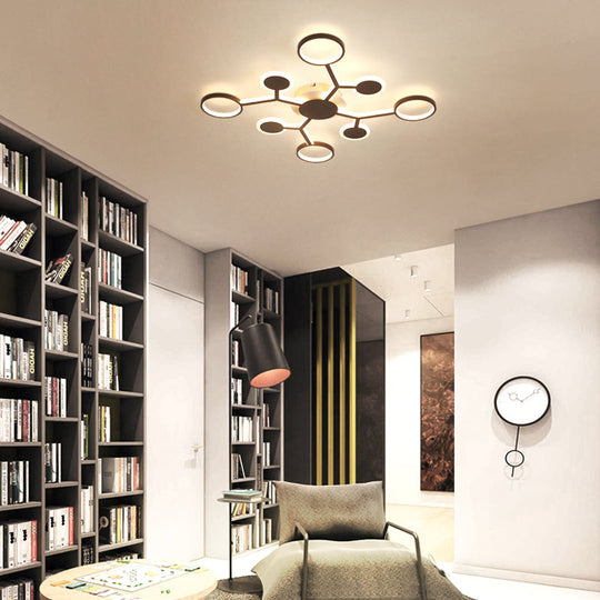 Modern Acrylic Flush Mount Lamp with Starburst Design and 6/8/10 Warm LED Lights in White