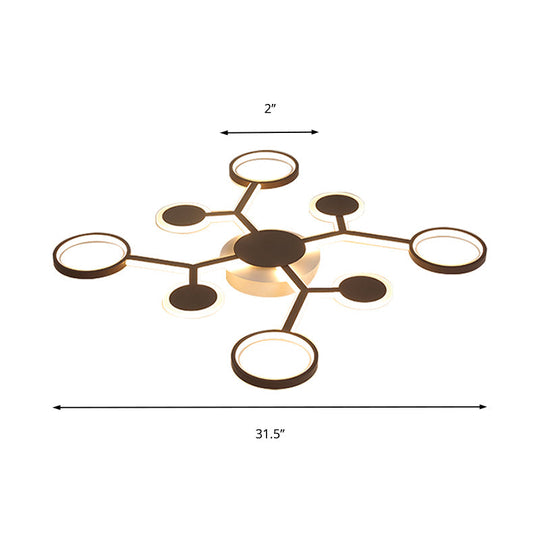 Modern Acrylic Flush Mount Lamp With Starburst Design And 6/8/10 Warm Led Lights In White