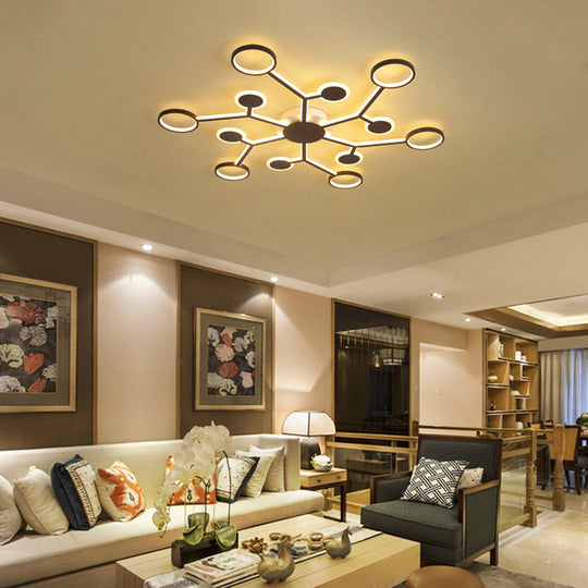 Modern Acrylic Flush Mount Lamp With Starburst Design And 6/8/10 Warm Led Lights In White