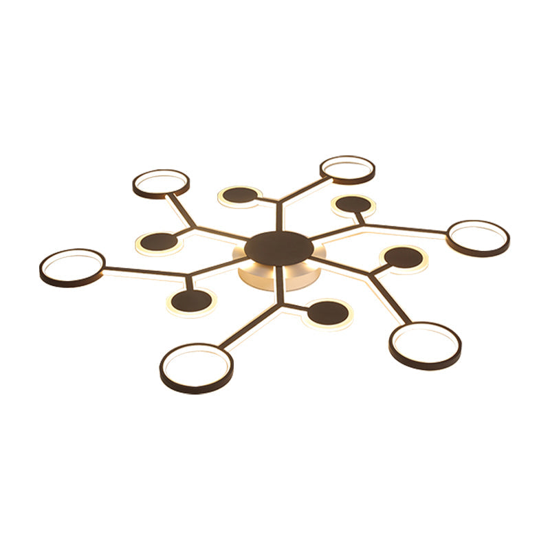 Modern Acrylic Flush Mount Lamp with Starburst Design and 6/8/10 Warm LED Lights in White