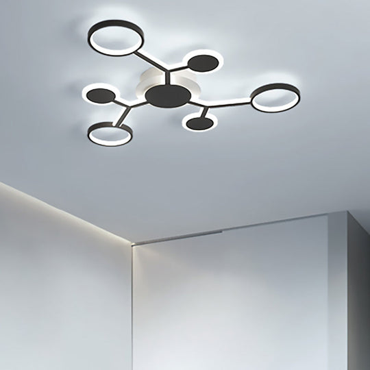 Modern Acrylic Flush Mount Lamp with Starburst Design and 6/8/10 Warm LED Lights in White