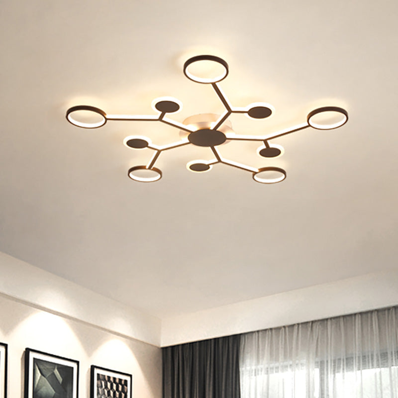 Modern Acrylic Flush Mount Lamp with Starburst Design and 6/8/10 Warm LED Lights in White