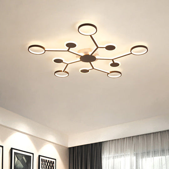 Modern Acrylic Flush Mount Lamp with Starburst Design and 6/8/10 Warm LED Lights in White