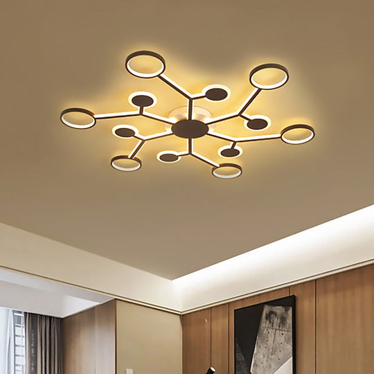 Modern Acrylic Flush Mount Lamp with Starburst Design and 6/8/10 Warm LED Lights in White