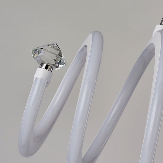 Simple Style Acrylic White LED Spiral Chandelier Lamp - Elegant Hanging Light for Living Room