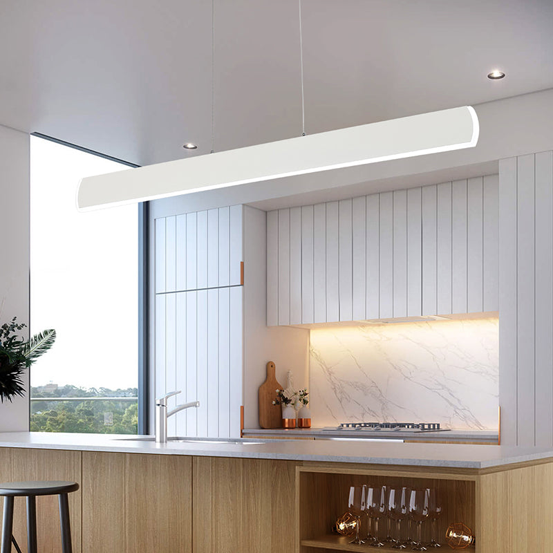 Sleek Acrylic White LED Pendant Light for Dining Room – 31.5"/39" Wide