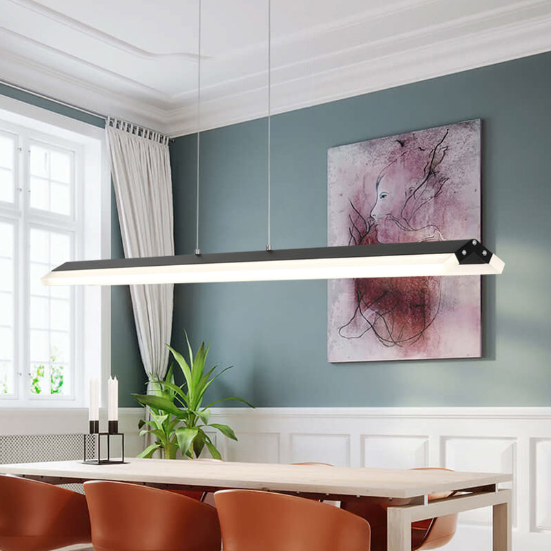 Modern Rectangular Pendant LED Ceiling Lamp for Dining Room in Warm/White Light, 27.5"/35.5"/43" Wide