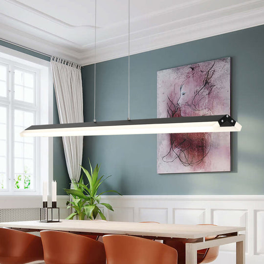 Modern Rectangular Pendant Lighting - Acrylic Black/White Led Ceiling Lamp For Dining Room