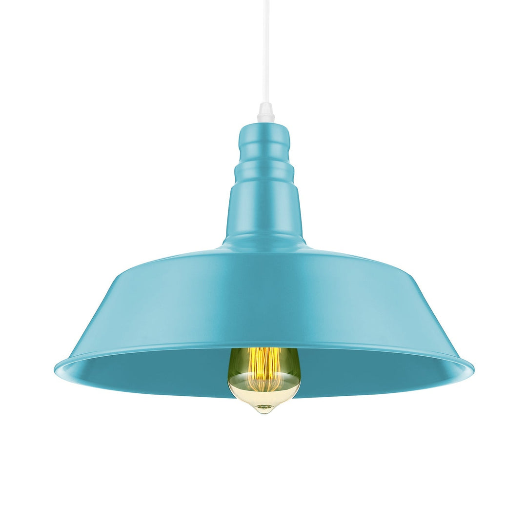 Suspension de salon de grange - Lampe suspendue en métal de style industriel de 10/14 pouces de large à 1 ampoule (rose/jaune) avec cordon réglable