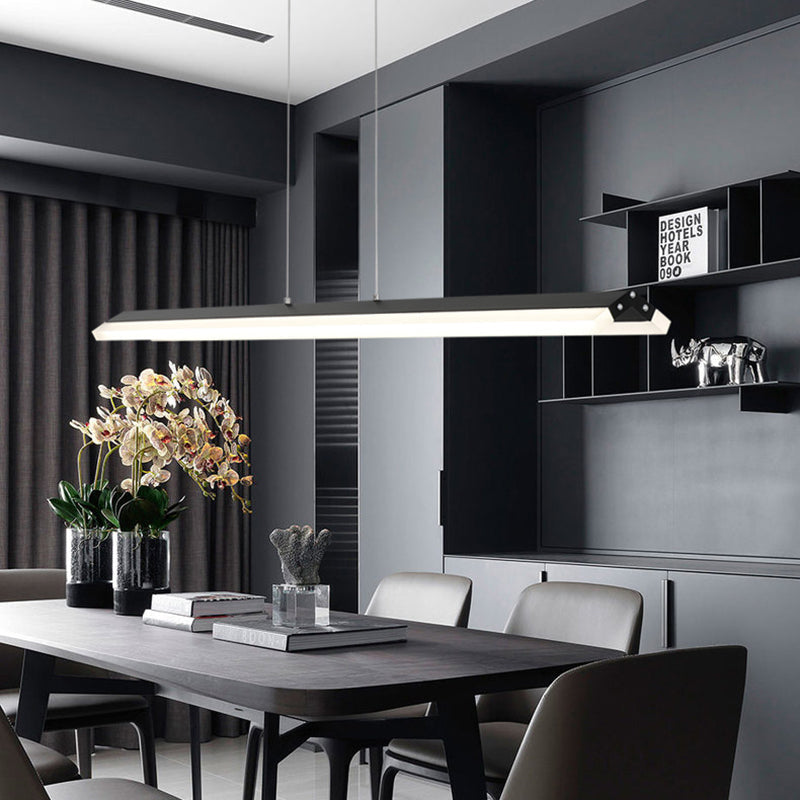 Modern Rectangular Pendant Lighting - Acrylic Black/White Led Ceiling Lamp For Dining Room