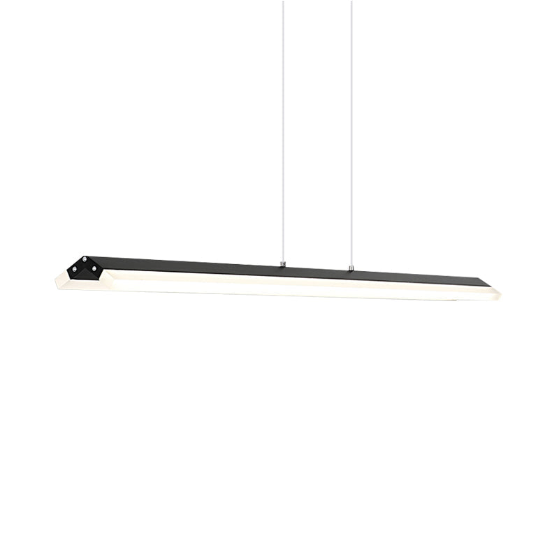 Modern Rectangular Pendant Lighting - Acrylic Black/White Led Ceiling Lamp For Dining Room