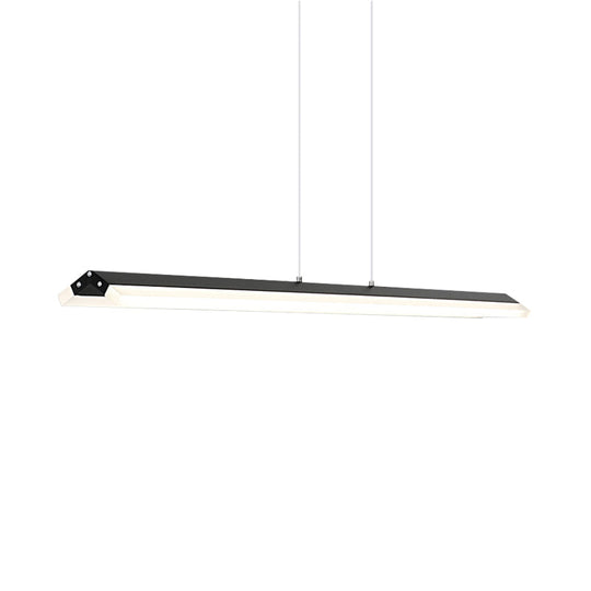 Modern Rectangular Pendant Lighting - Acrylic Black/White Led Ceiling Lamp For Dining Room