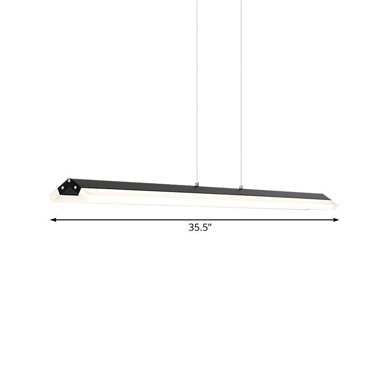 Modern Rectangular Pendant Lighting - Acrylic Black/White Led Ceiling Lamp For Dining Room