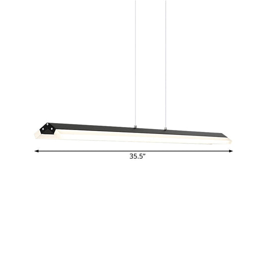 Modern Rectangular Pendant Lighting - Acrylic Black/White Led Ceiling Lamp For Dining Room