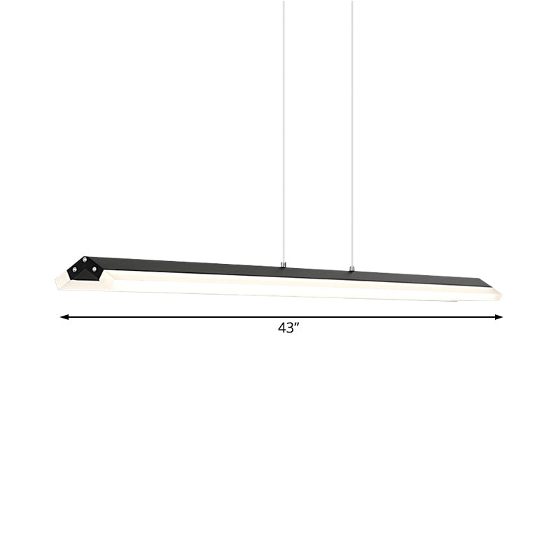 Modern Rectangular Pendant Lighting - Acrylic Black/White Led Ceiling Lamp For Dining Room