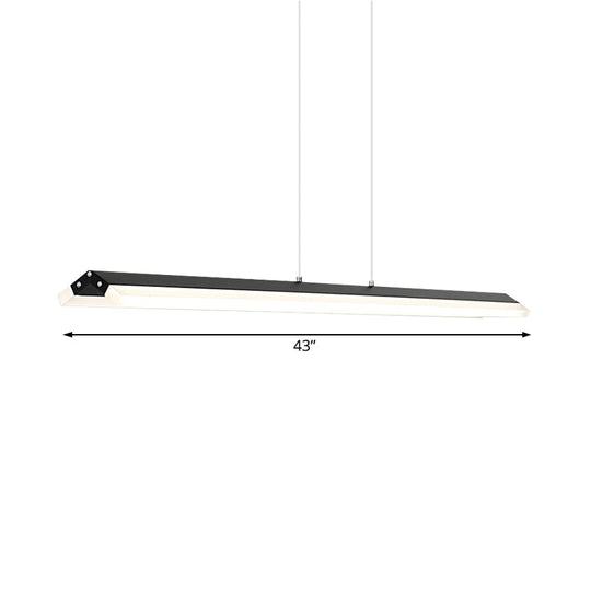 Modern Rectangular Pendant Lighting - Acrylic Black/White Led Ceiling Lamp For Dining Room
