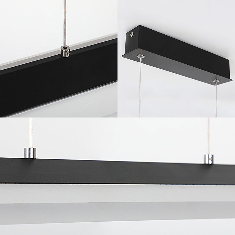 Modern Rectangular Pendant Lighting - Acrylic Black/White Led Ceiling Lamp For Dining Room