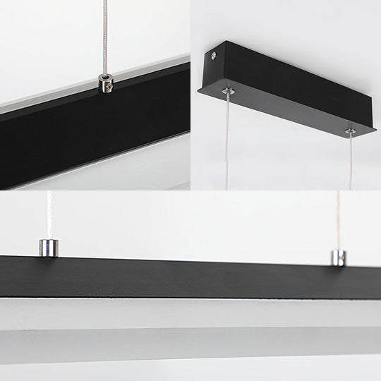 Modern Rectangular Pendant Lighting - Acrylic Black/White Led Ceiling Lamp For Dining Room