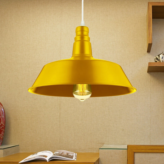 Suspension de salon de grange - Lampe suspendue en métal de style industriel de 10/14 pouces de large à 1 ampoule (rose/jaune) avec cordon réglable