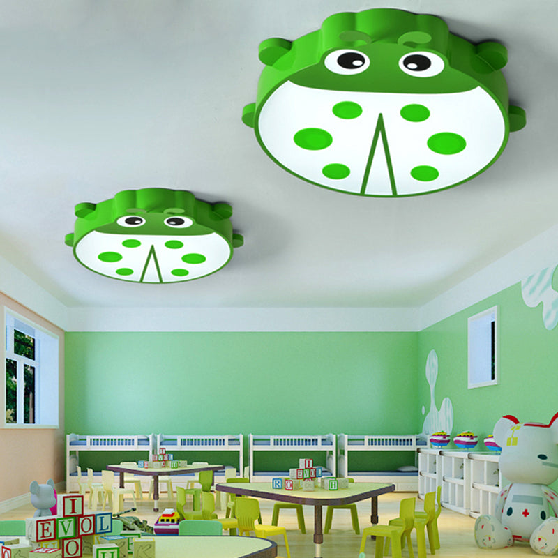 Baby Room Cartoon Ladybug Ceiling Mount Light - Slim Acrylic & Metal Lamp