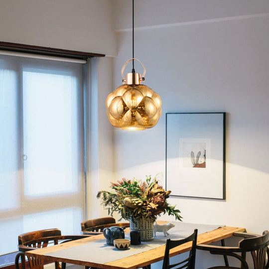 Hand Blown Glass Pendant Light - Modern Global Design - 1 Light - Chrome/Gold/Rose Gold - Ideal for Dining Room