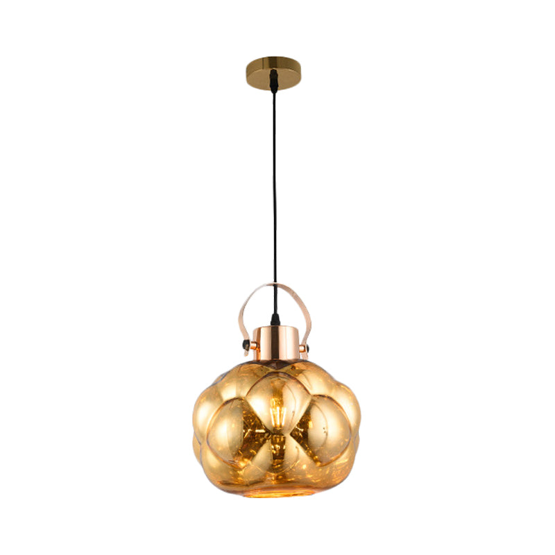 Hand Blown Glass Pendant Light - Modern Global Design - 1 Light - Chrome/Gold/Rose Gold - Ideal for Dining Room