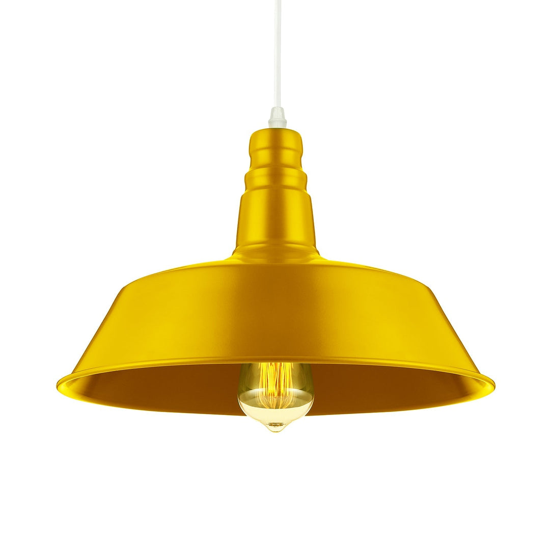 Suspension de salon de grange - Lampe suspendue en métal de style industriel de 10/14 pouces de large à 1 ampoule (rose/jaune) avec cordon réglable