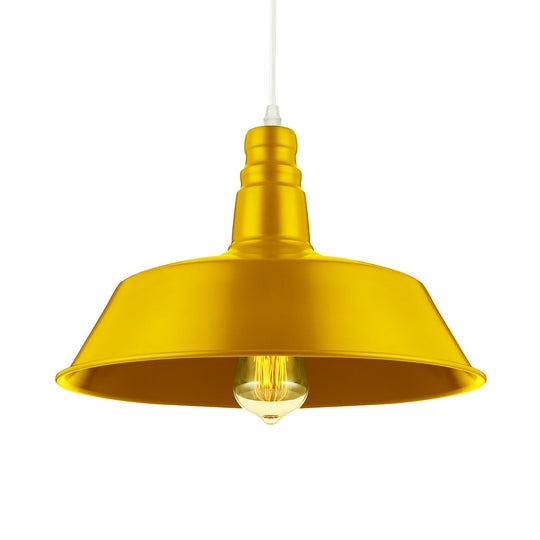 Suspension de salon de grange - Lampe suspendue en métal de style industriel de 10/14 pouces de large à 1 ampoule (rose/jaune) avec cordon réglable
