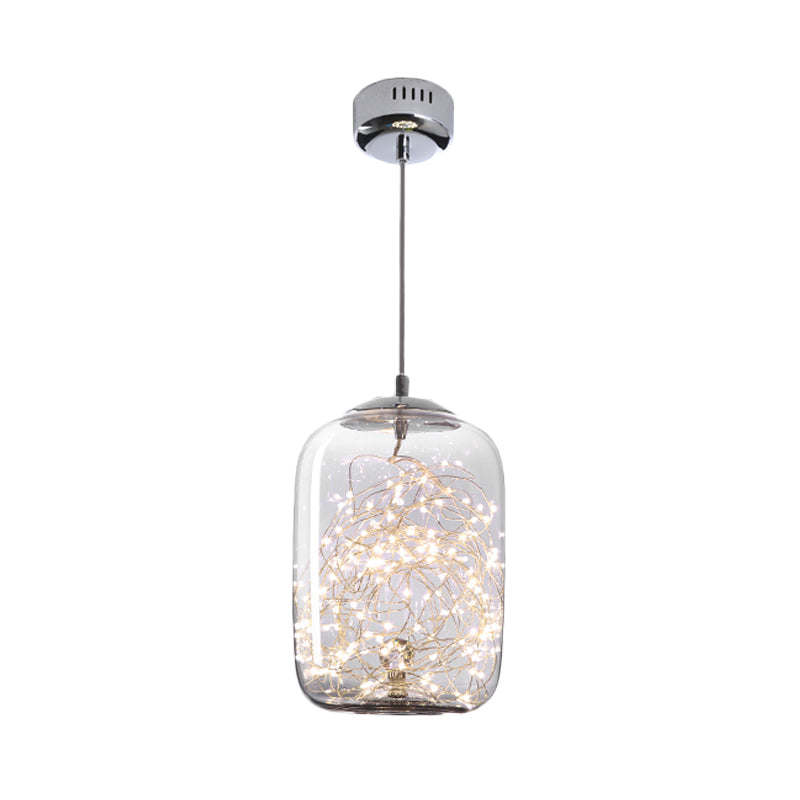 Contemporary LED Pendant Light with Amber/Smoke Grey Glass Globe/Cylinder/Oval - Ideal for Living Room